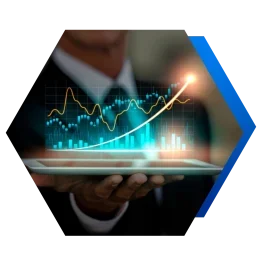 Gráfico de crescimento projetado sobre um tablet — serviço de Fomento da Inovação.